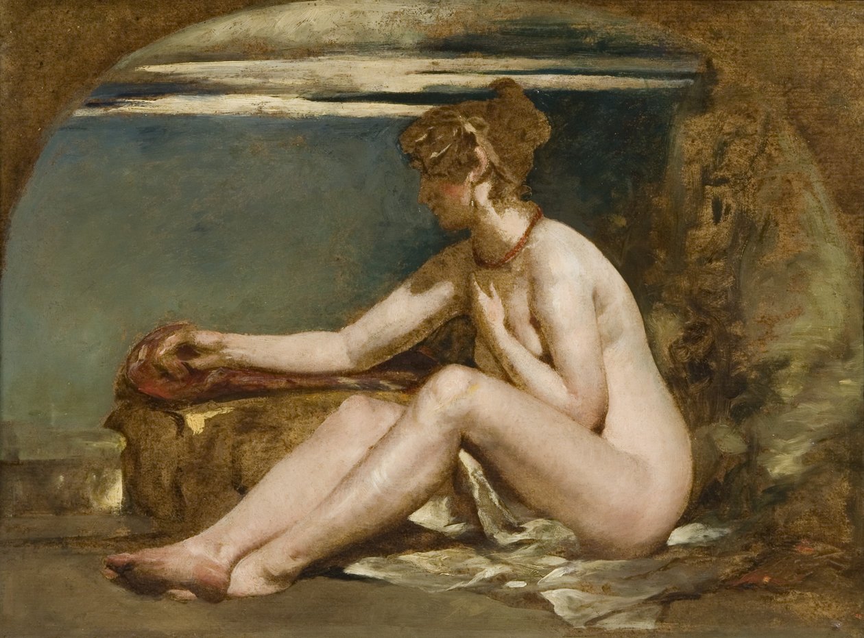 Sedící akt (olej na plátně) od William Etty