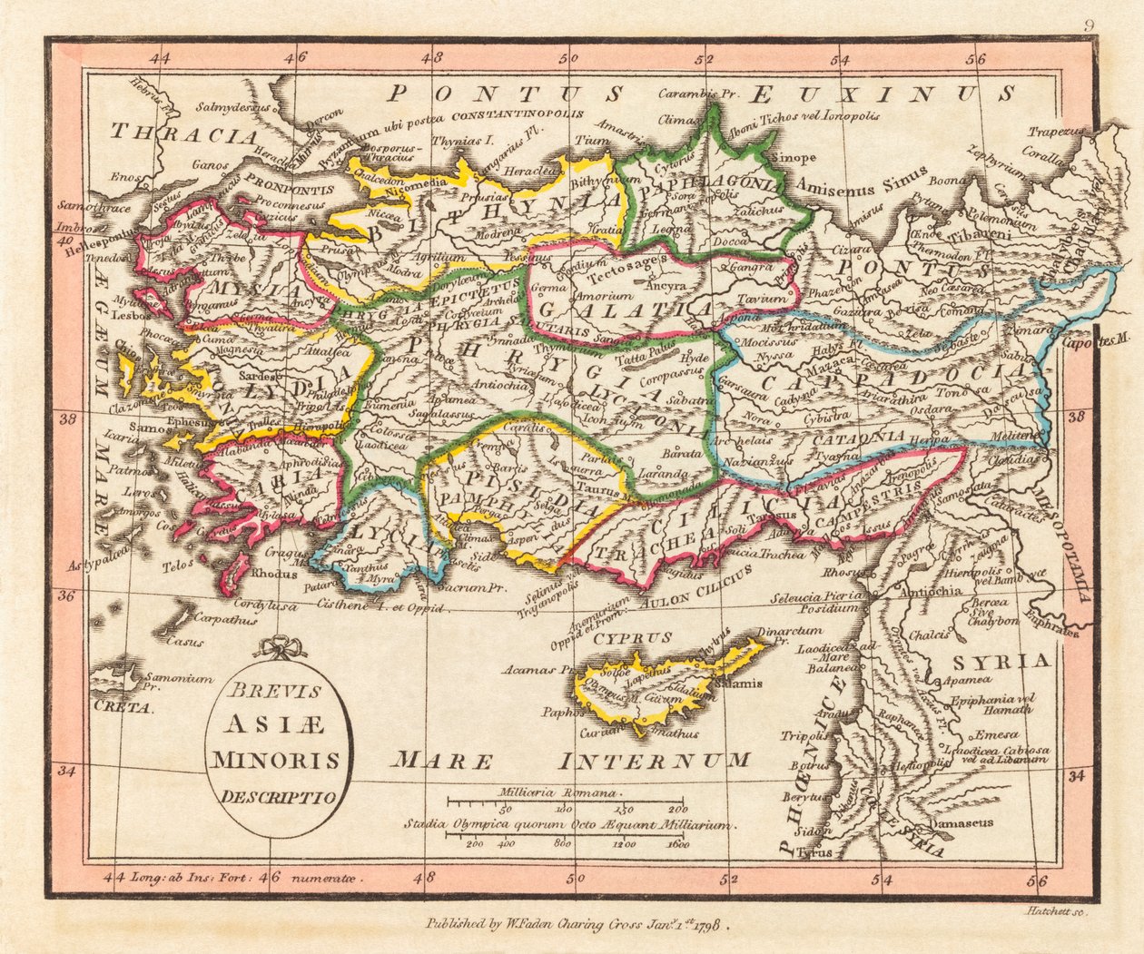 Starověká Malá Asie. Mapa. od William Faden