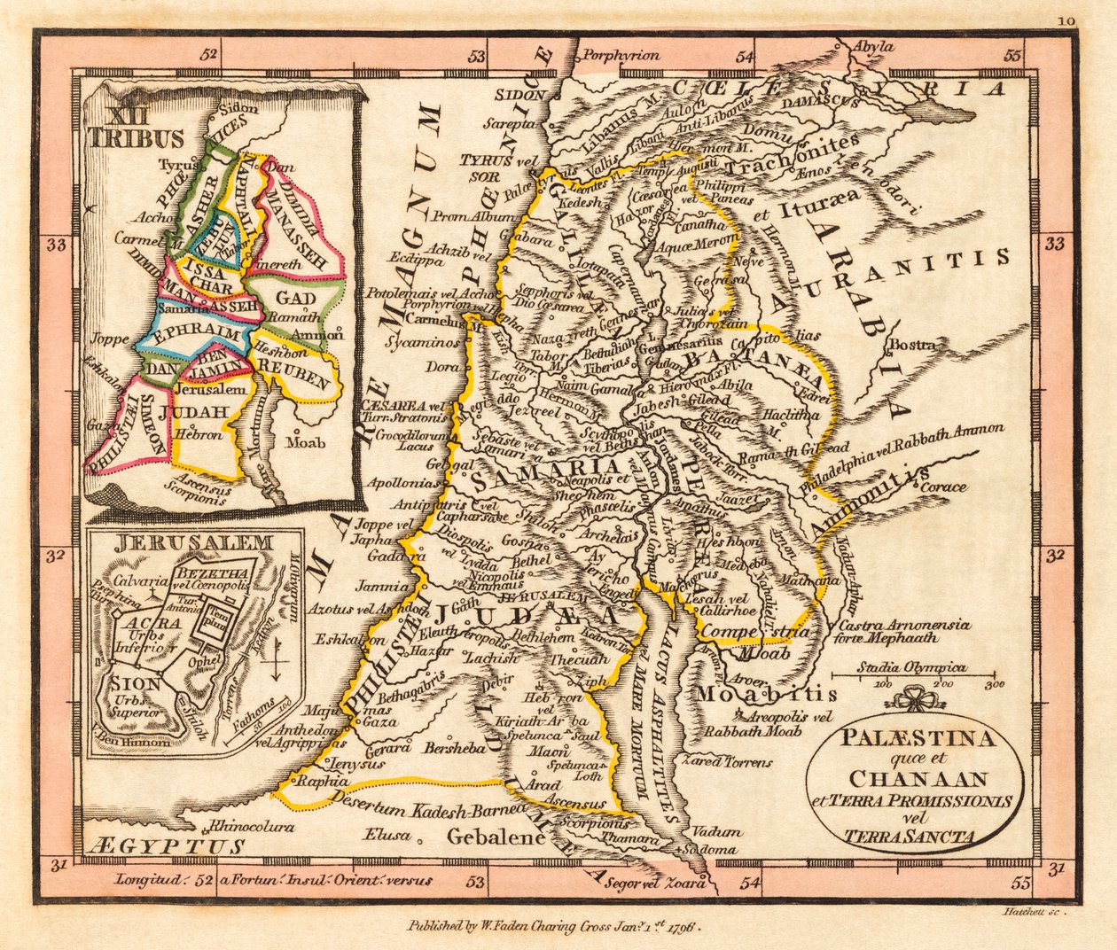 Palestina. Mapa od William Faden