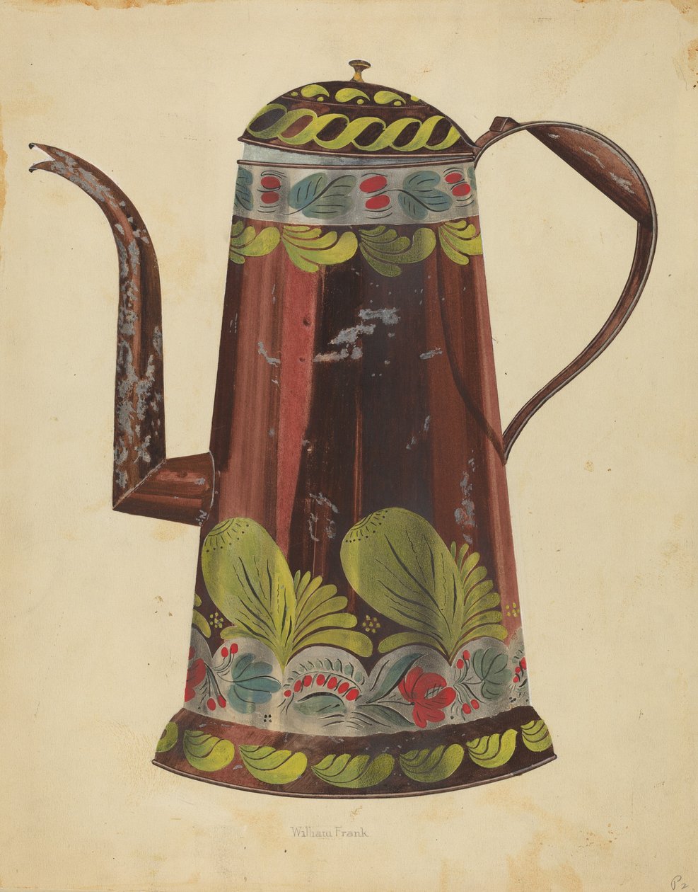 Toleware plechová konvice na kávu, c. 1937. od William Frank
