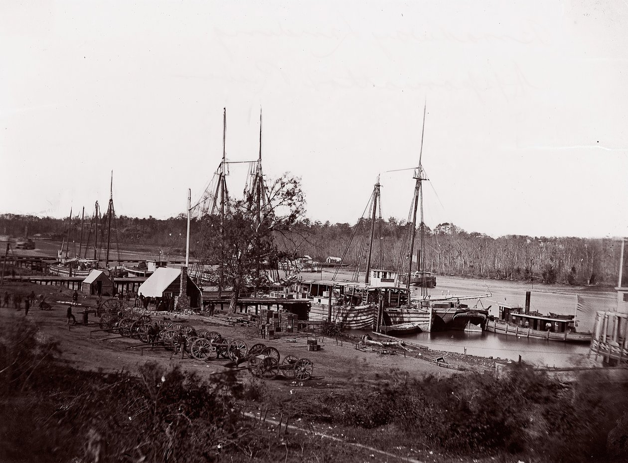 Broadway Landing, řeka Appomattox, 1864. od William Frank Browne