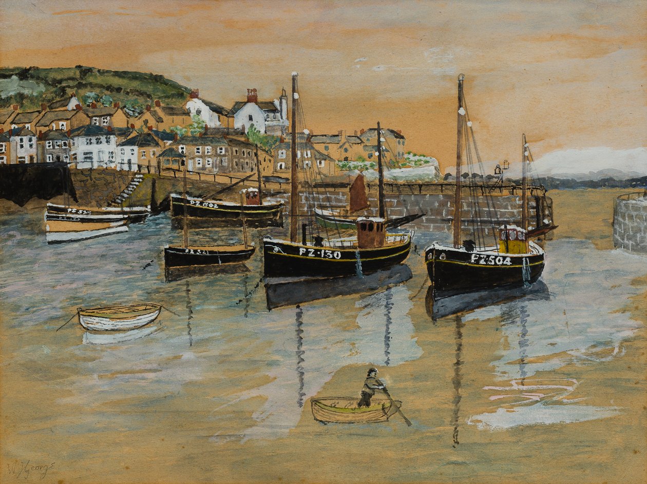 Mousehole Harbor (wc a kvaš na papíře) od William George