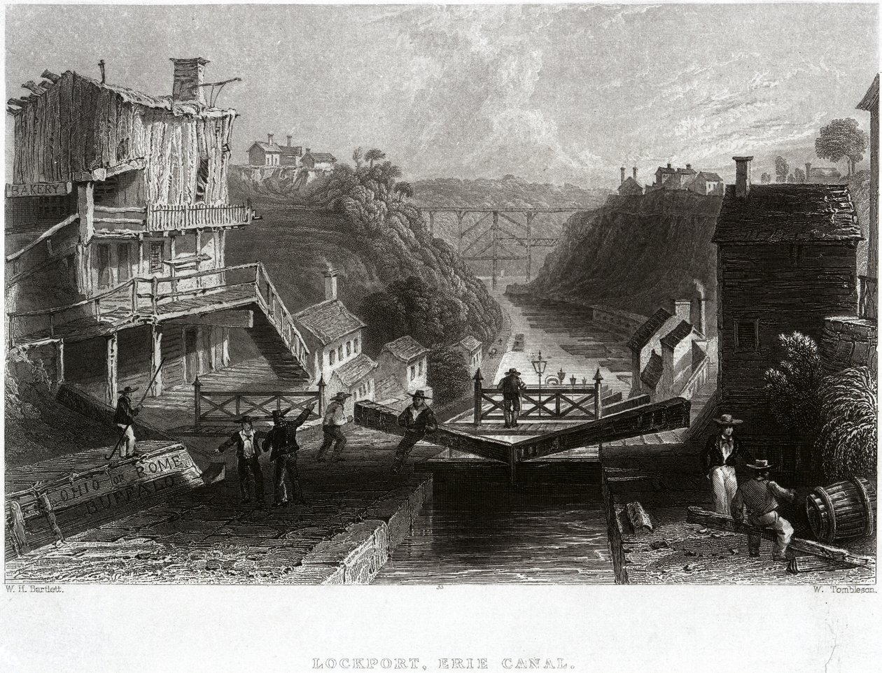 Lockport, Erie Canal od William Henry Bartlett