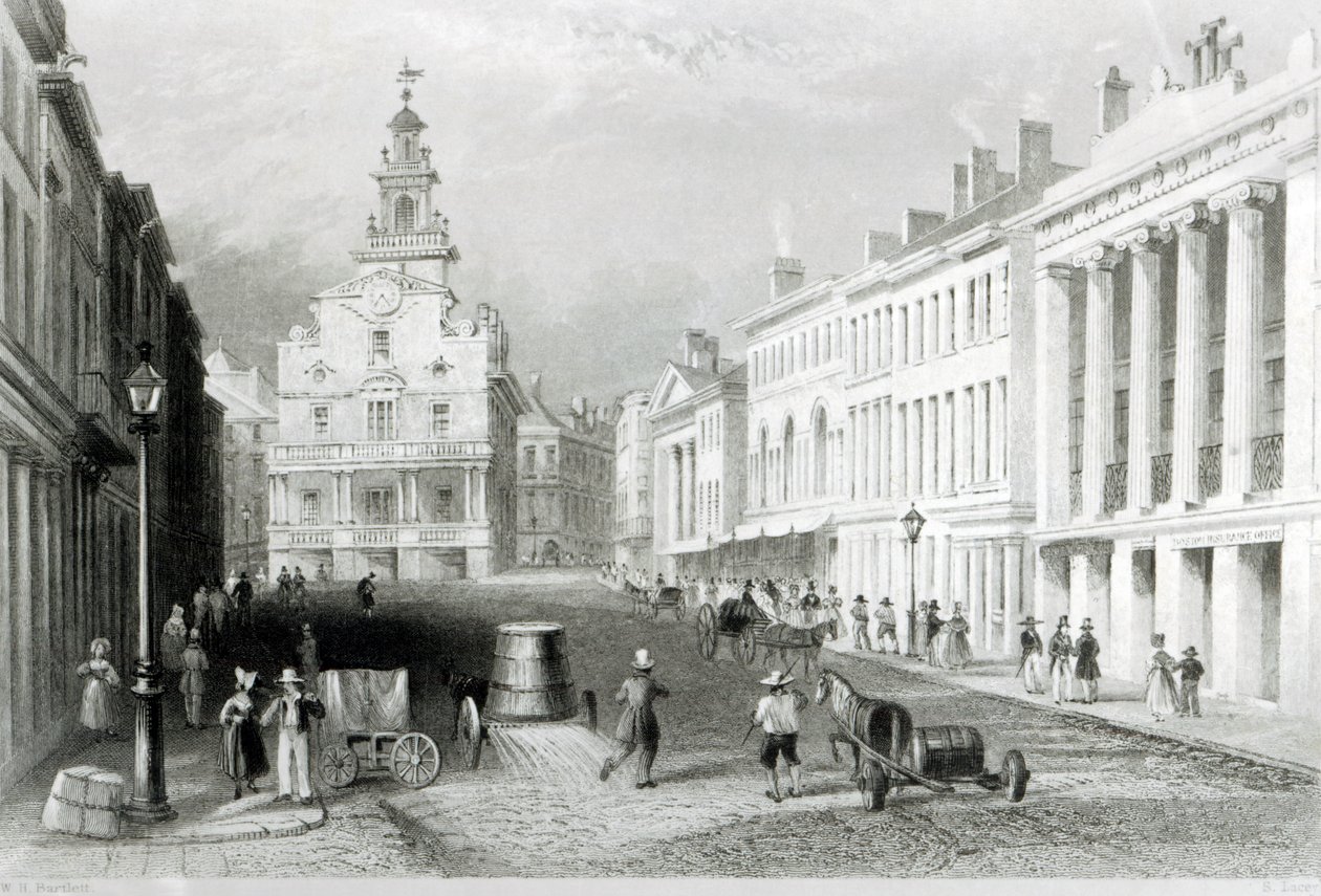 State Street, Boston, vyryl S.Lacey od William Henry Bartlett