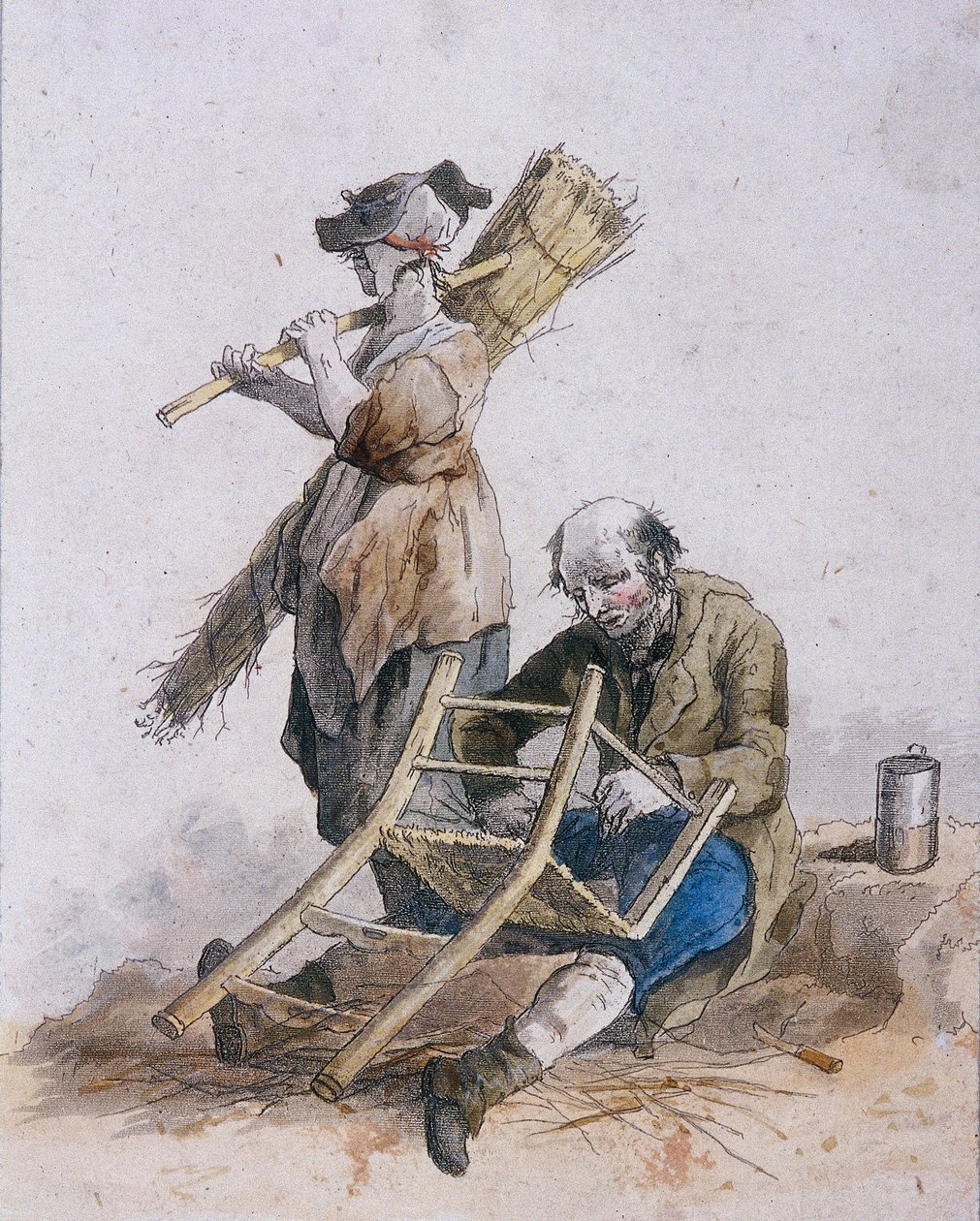 Dva opraváři židlí, Provinční postavy, 1804 od William Henry Pyne