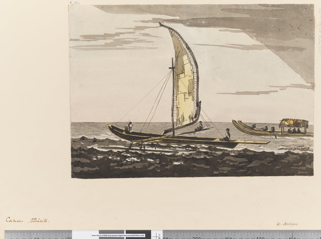 Strana 15a Kanoe, Otaheite od William Hodges