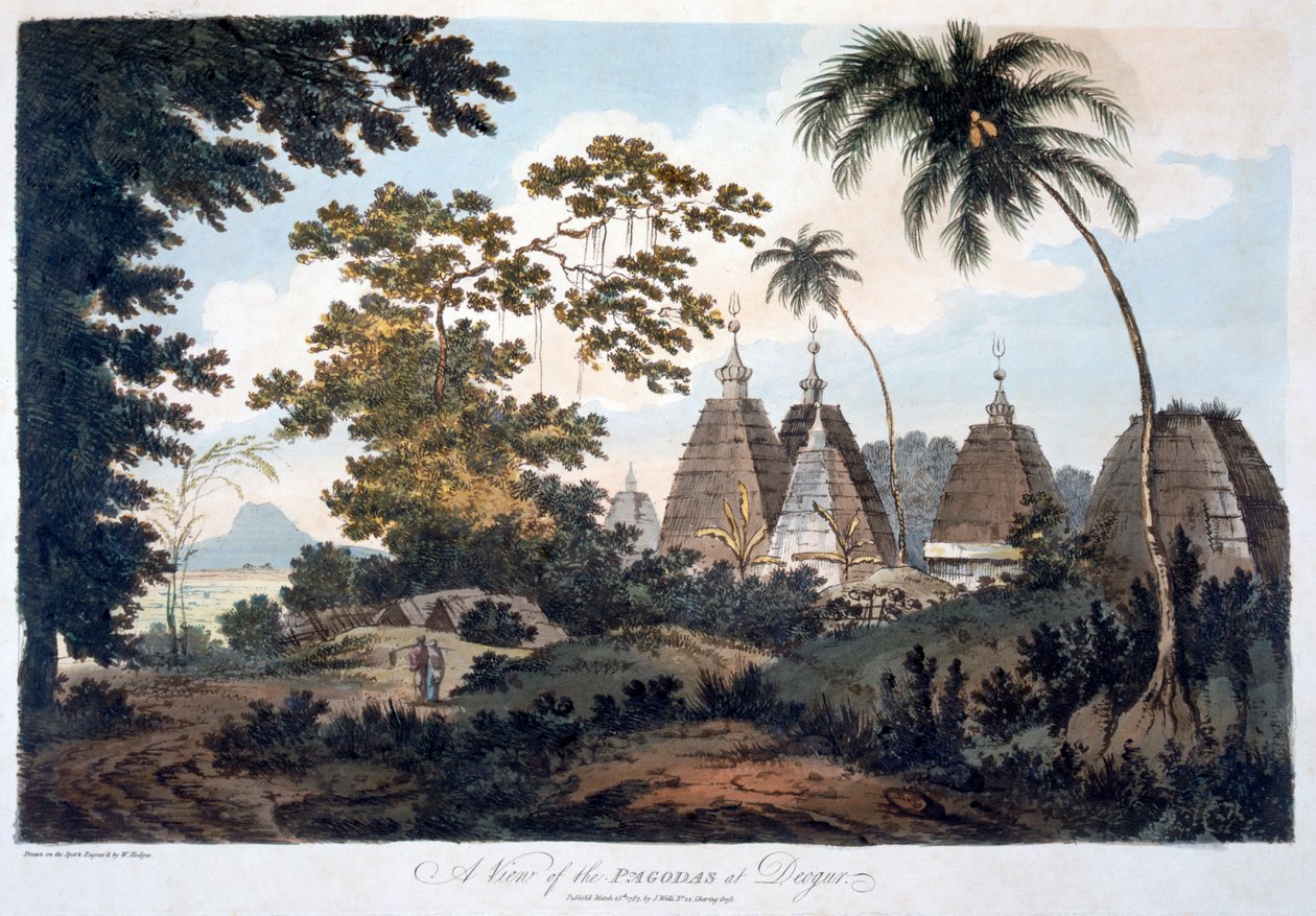 Pagody v Deoguru, 1787 (akvatinta) od William Hodges