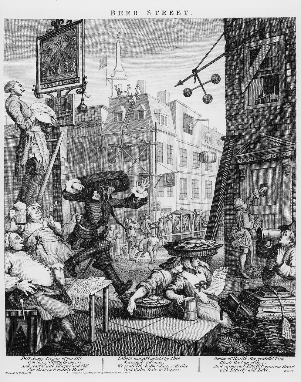 Pivní ulice, 1751 od William Hogarth
