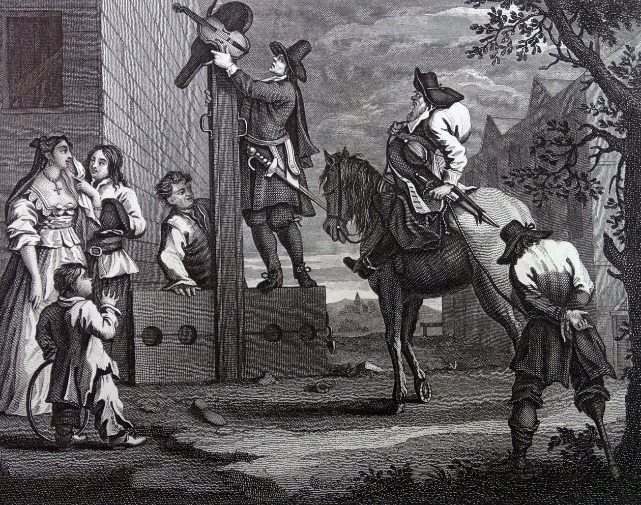 Frontispis ke skladbě „Hudibras“ Samuela Butlera od William Hogarth