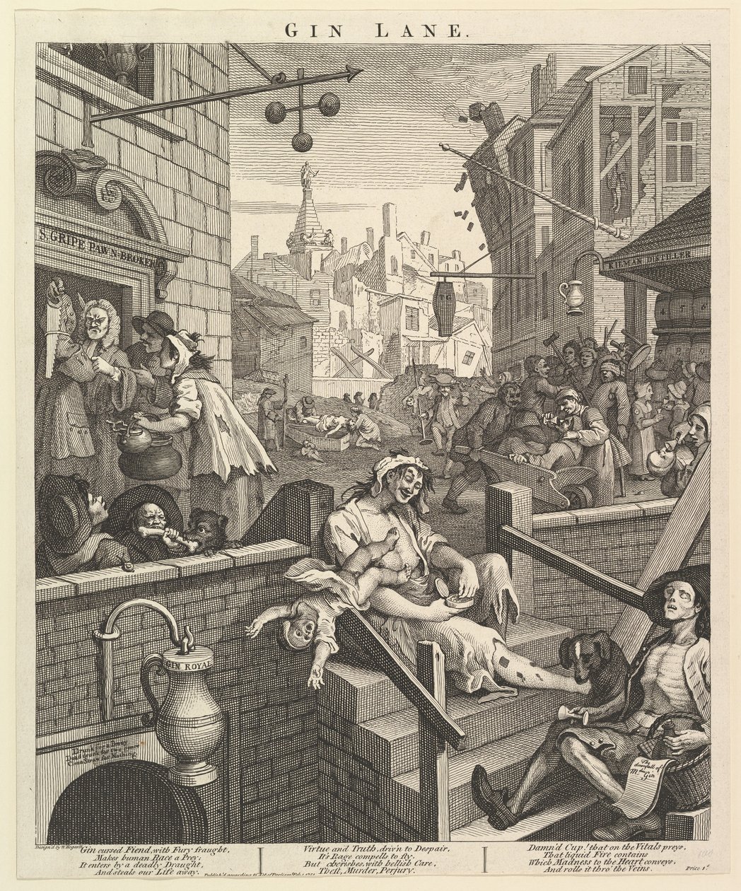 Gin Lane, 1. února 1751. od William Hogarth