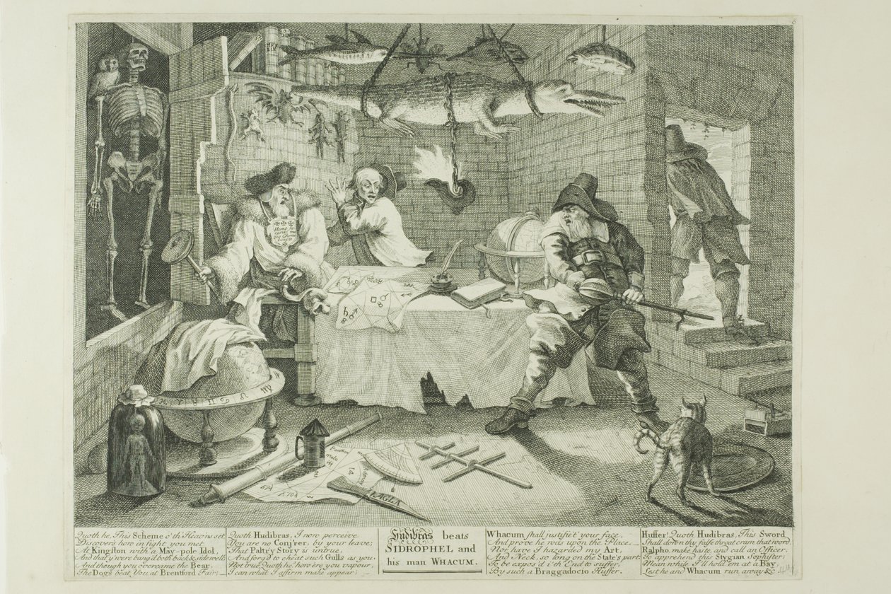 Hudibras a Sidrofel, osmá deska z knihy Hudibras od William Hogarth