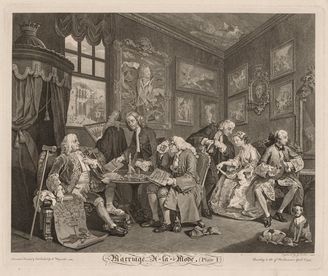 Manželství à la Mode: Smlouva, 1745. od William Hogarth