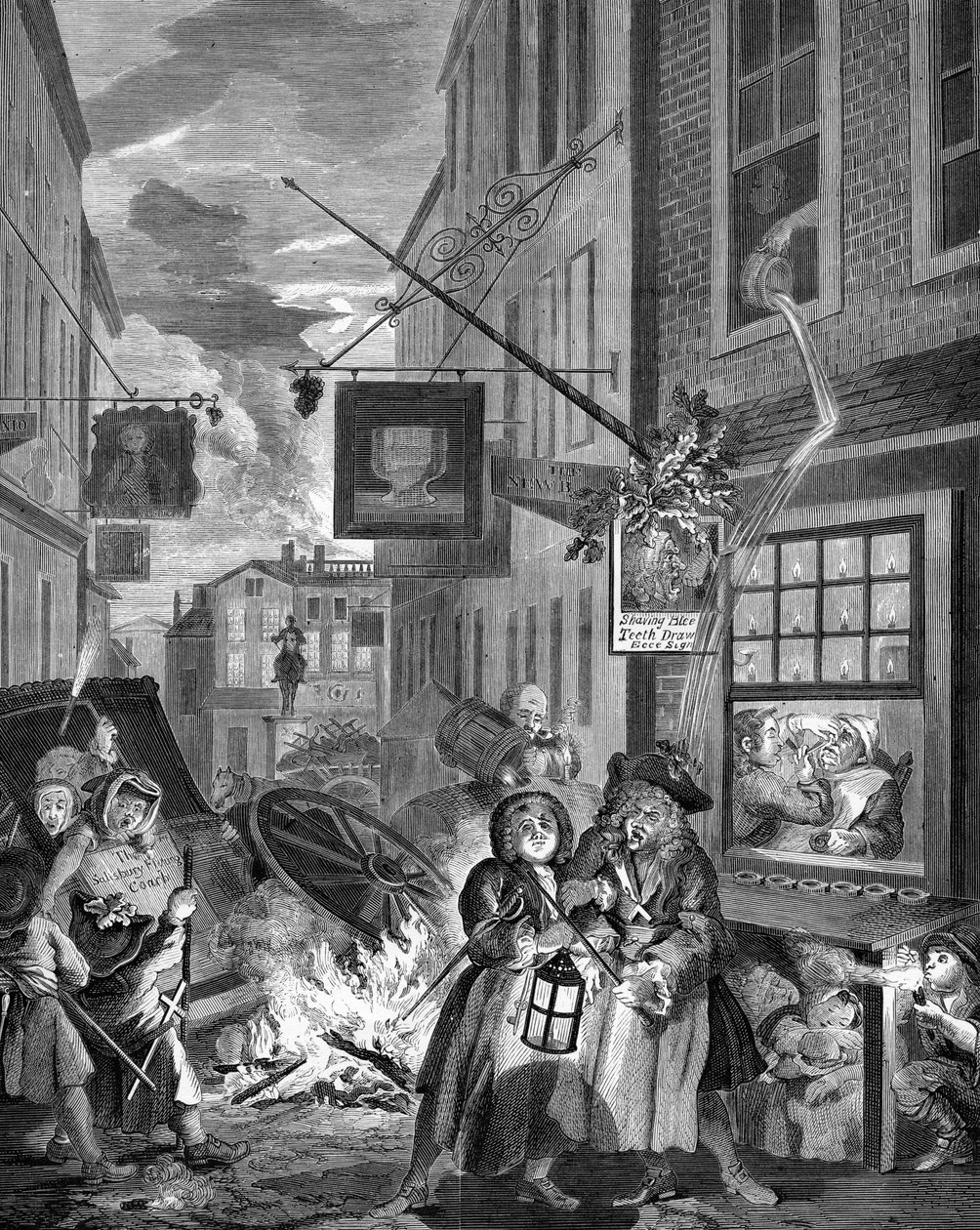 Noc - Londýn od William Hogarth