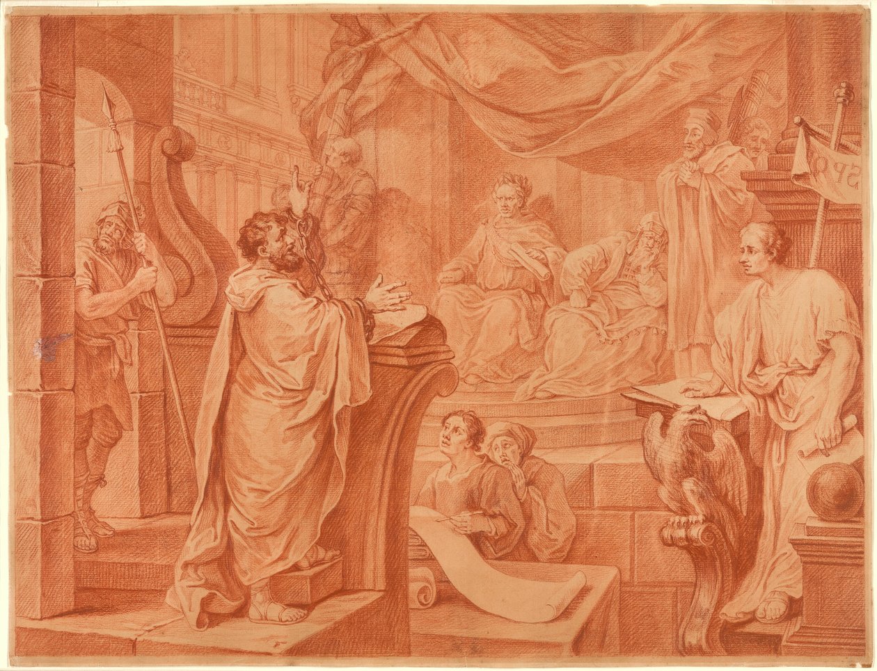 Pavel před Felixem od William Hogarth