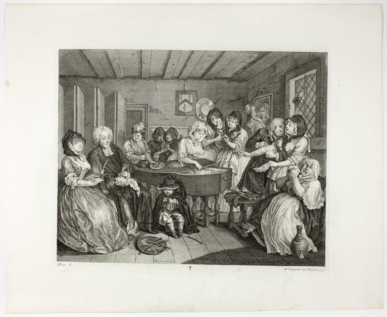 Šestý talíř z knihy Pokrok nevěstky od William Hogarth