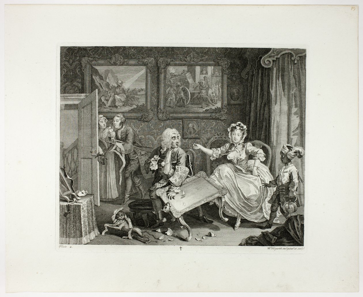 Druhý talíř z knihy Pokrok nevěstky od William Hogarth