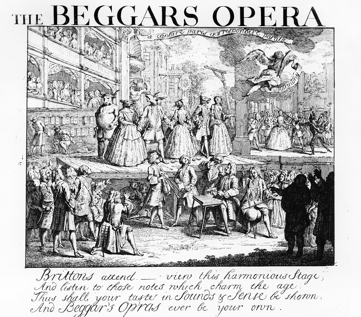 Burlesqued Žebrácká opera, 1728 od William Hogarth