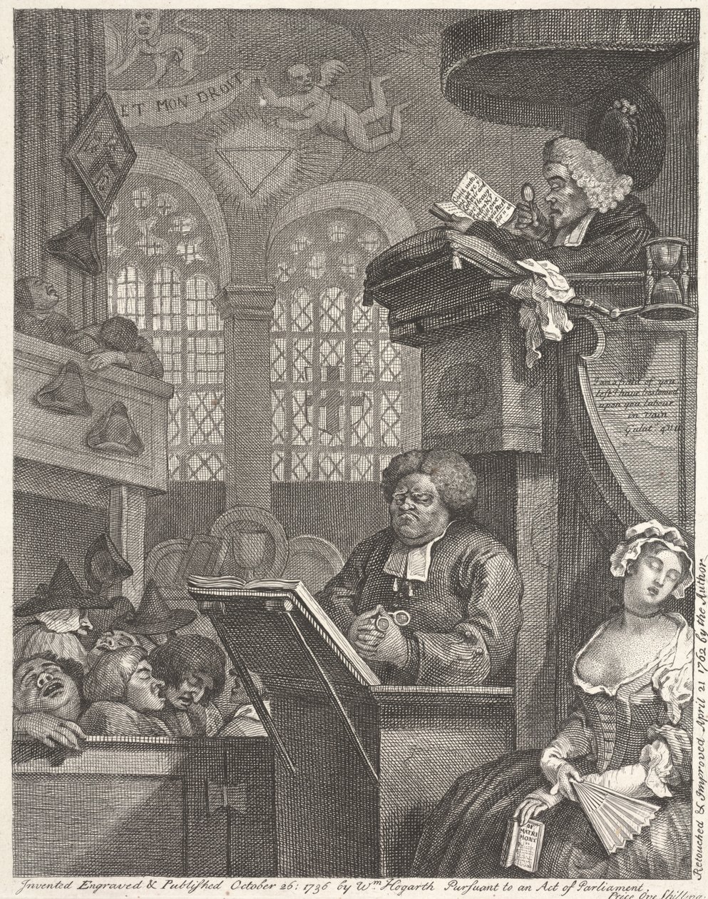 Spící kongregace od William Hogarth