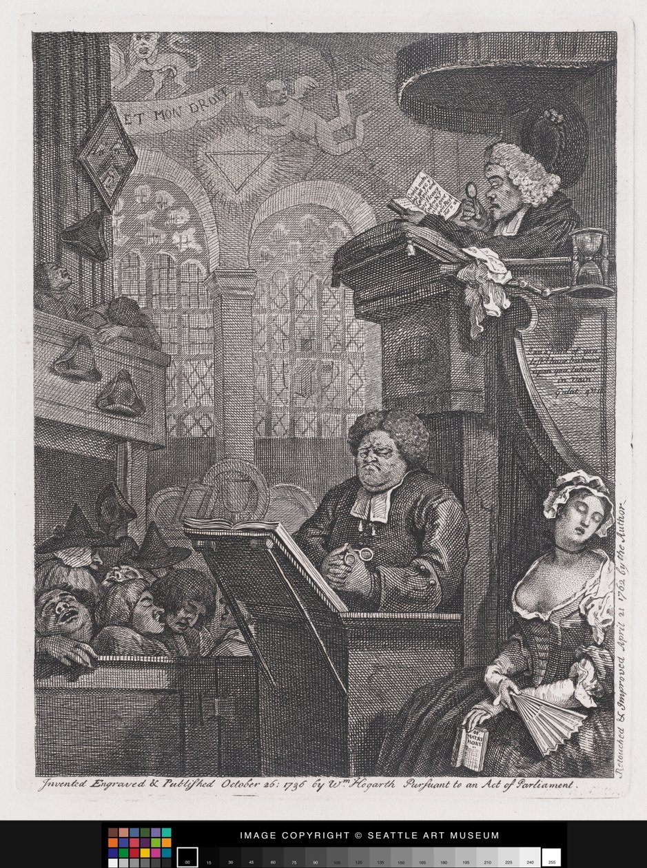 Spící kongregace od William Hogarth