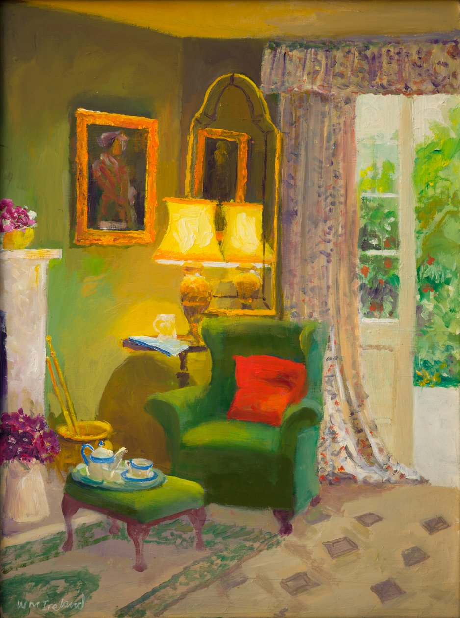 Červený polštář (olej na palubě) od William Ireland