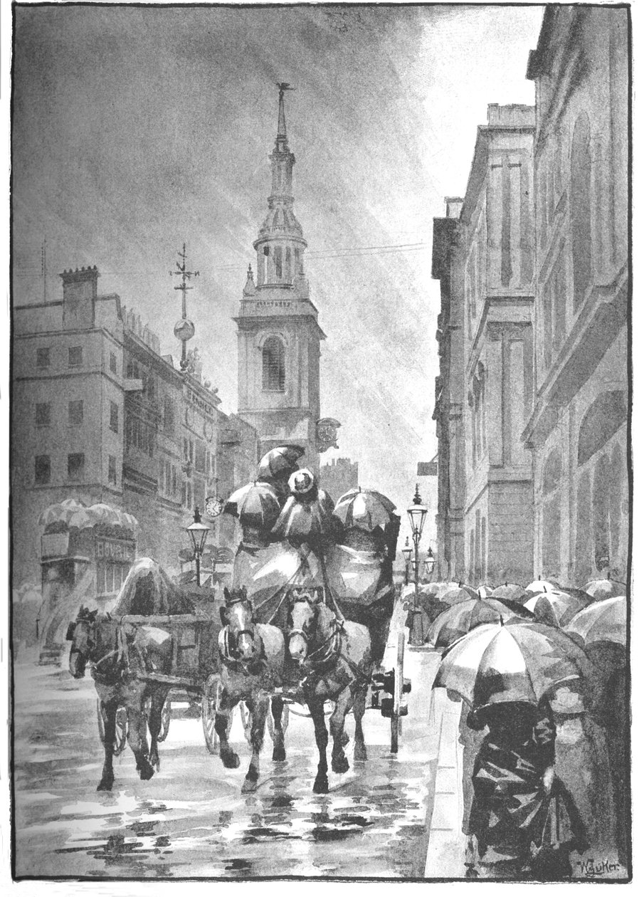 Cheapside - Deštivý den, 1891 od William Luker