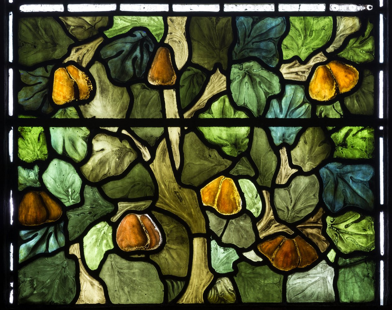 Detail listů, 1879 (vitráže) od William Morris