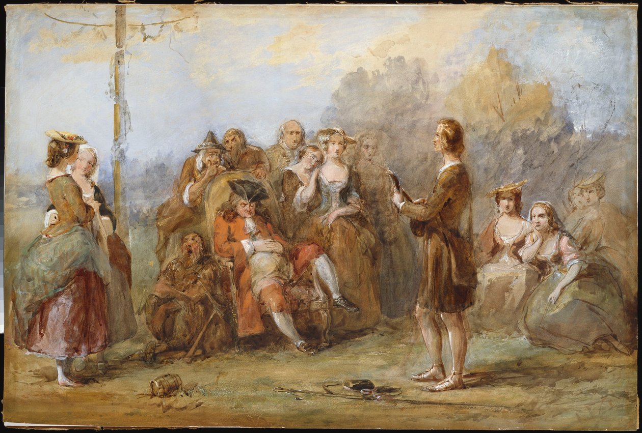 Minstrel, 40. léta 19. století od William Powell Frith