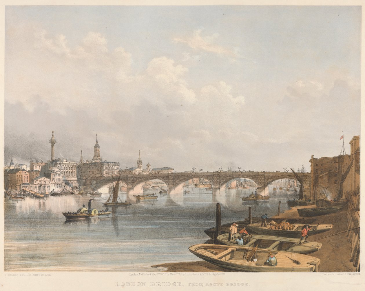 London Bridge z výšky mostu od William Simpson