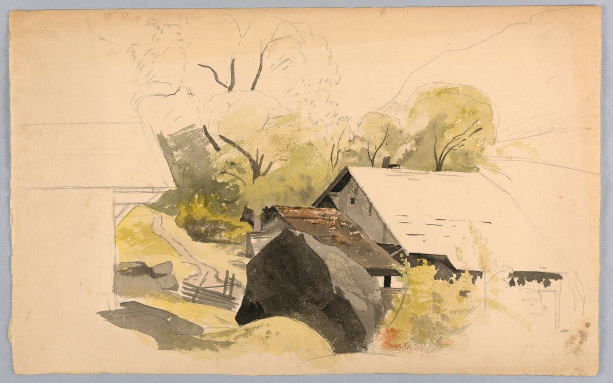 Study of landscape, Switzerland   1240614   cs       czech Successfully Translated  Original: Plate 4, from a series of eight pendant designs with the cardinal virtues Translat: Plate 4, from a series of eight pendant designs with the cardinal virtues 1257 od William Stanley Haseltine