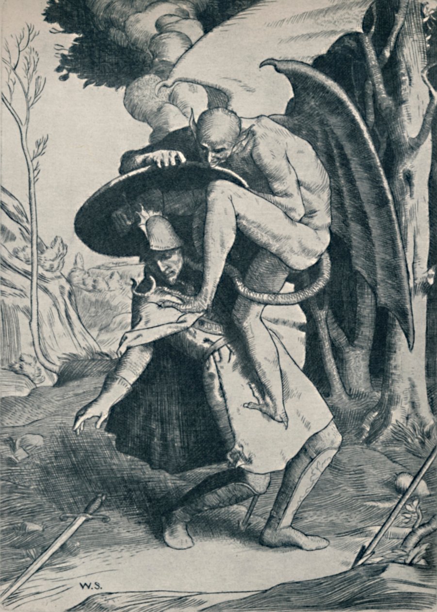 Christian Fighting Apollyon, 1895, 1923 od William Strang