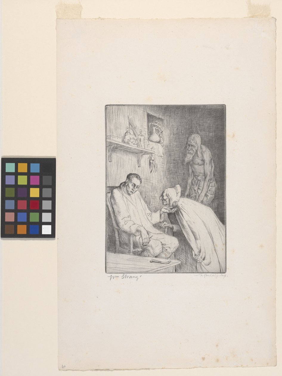 Muž a čarodějnice (lept) od William Strang