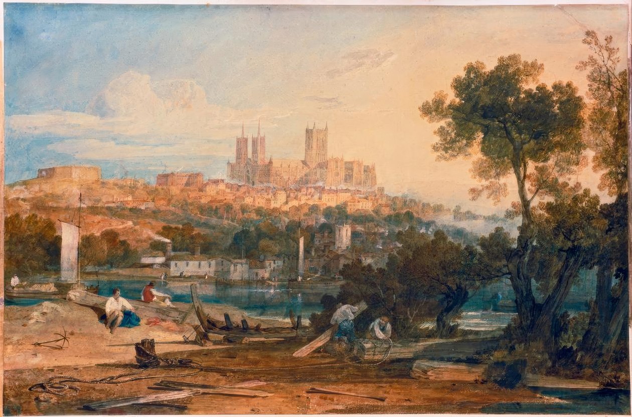 Lincolnská katedrála z Holmes, Brayford od Joseph Mallord William Turner