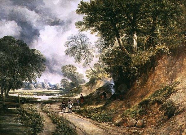 Gypsies Camping by a Path (olej) od William West