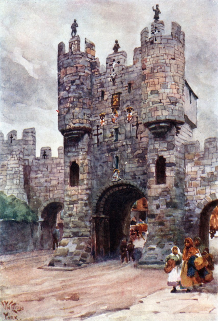 York, Micklegate Bar (barevné lito) od William Wiehe Collins