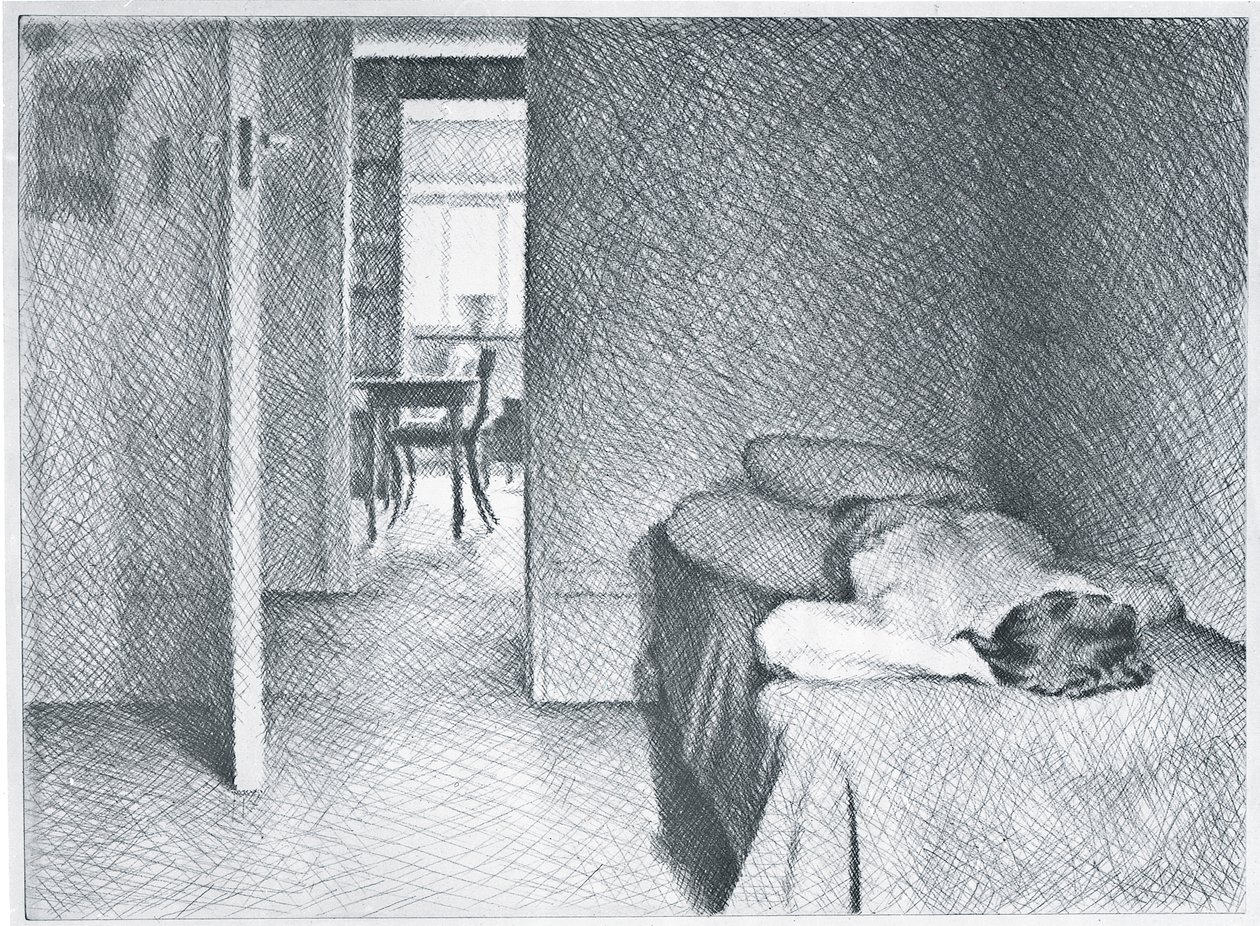 Interiér s aktem od William Wilkins