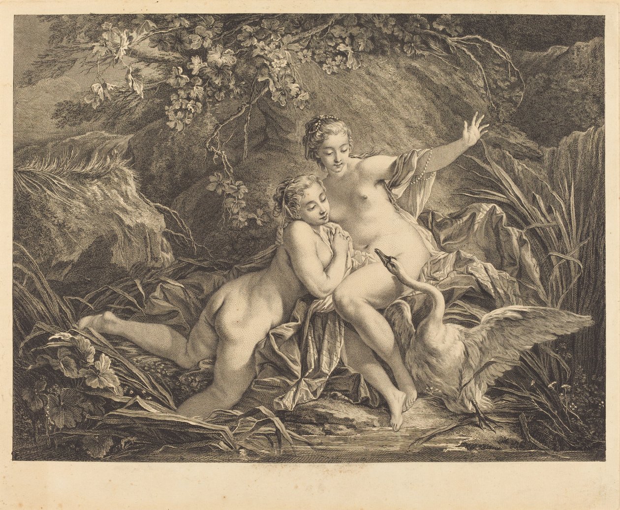 Jupiter a Leda od William Wynne Ryland after François Boucher
