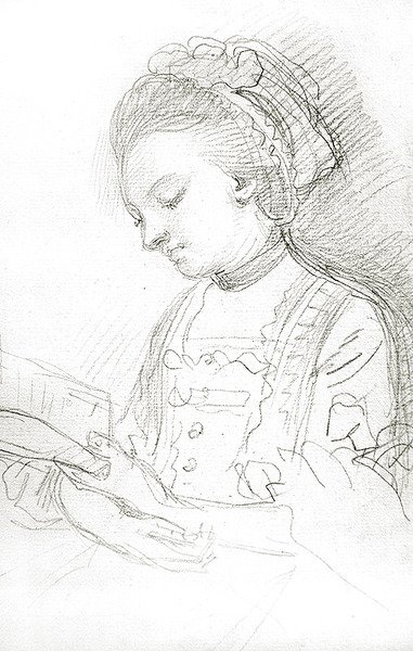 Žena čte (uhlí na papíře) od William of Bath Hoare