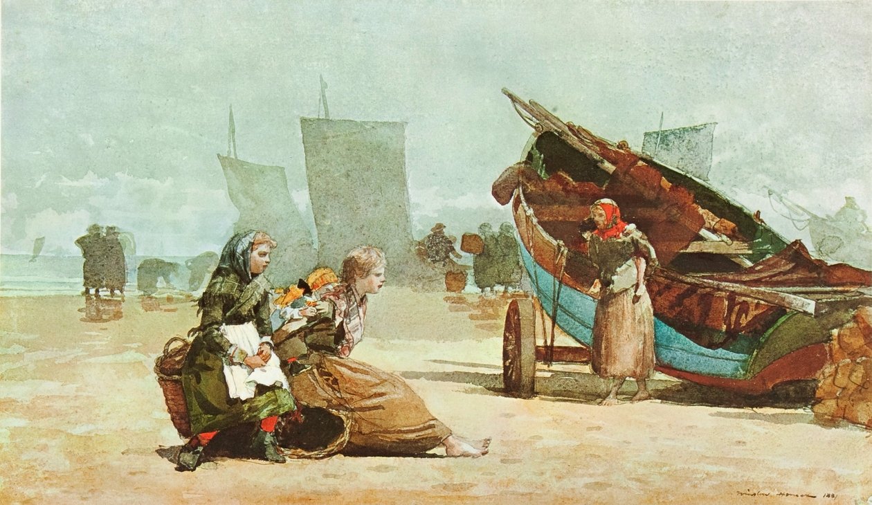 Plážová scéna, kraby od Winslow Homer