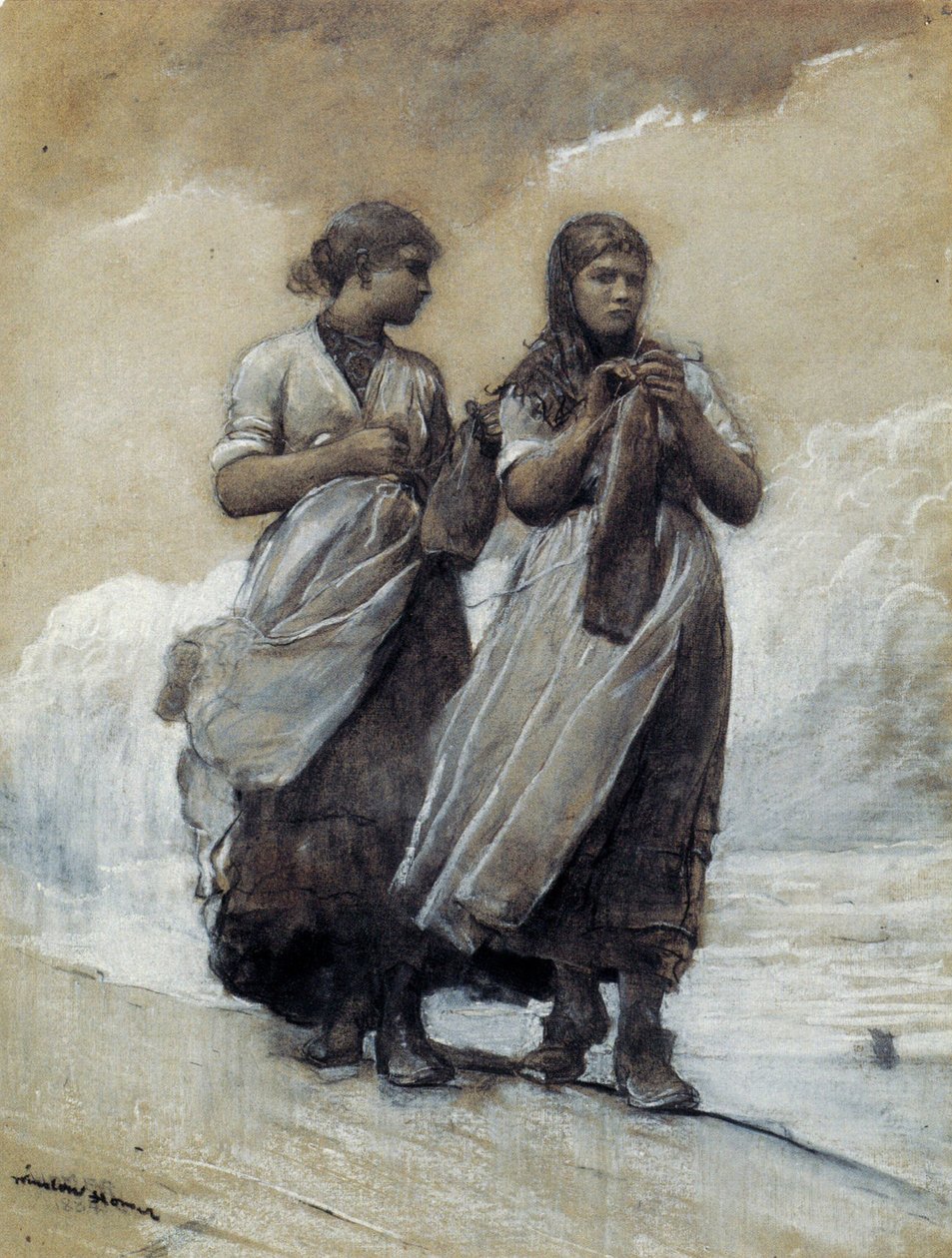 Fisher Girls on Shore, Tynemouth od Winslow Homer