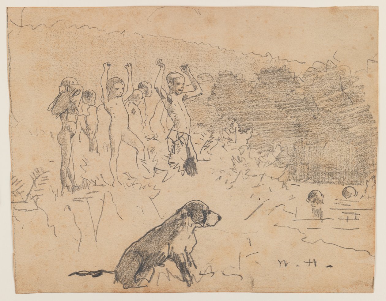 Plavecká díra (grafit na papíře) od Winslow Homer