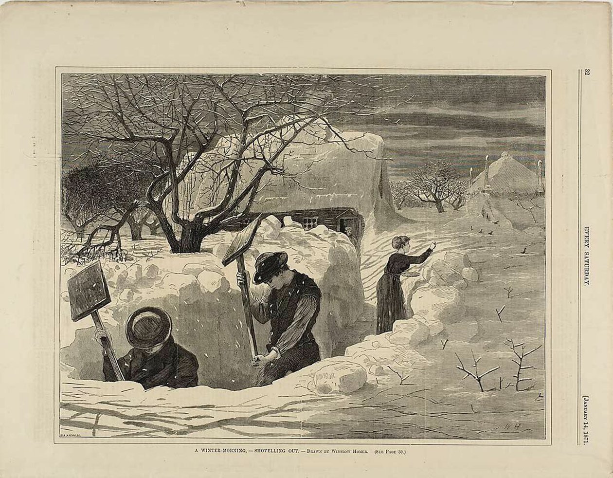 Zimní ráno lopatou ven od Winslow Homer