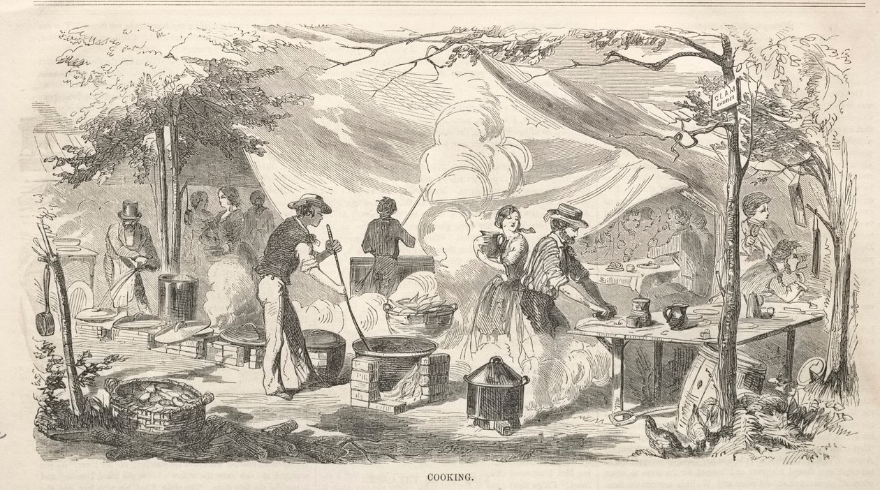 Náčrtky táborových setkání: Vaření, 1858. od Winslow Homer