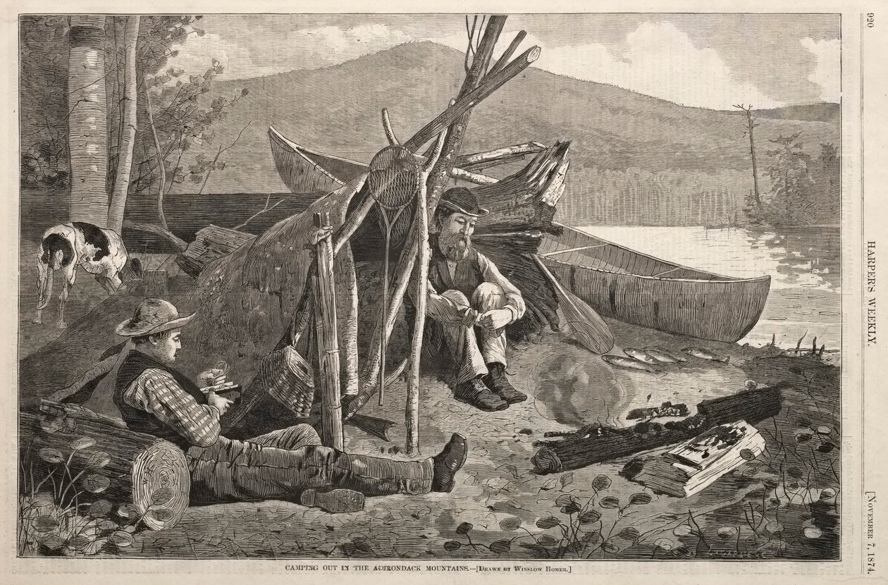 Kempování v horách Adirondack, 1874. od Winslow Homer