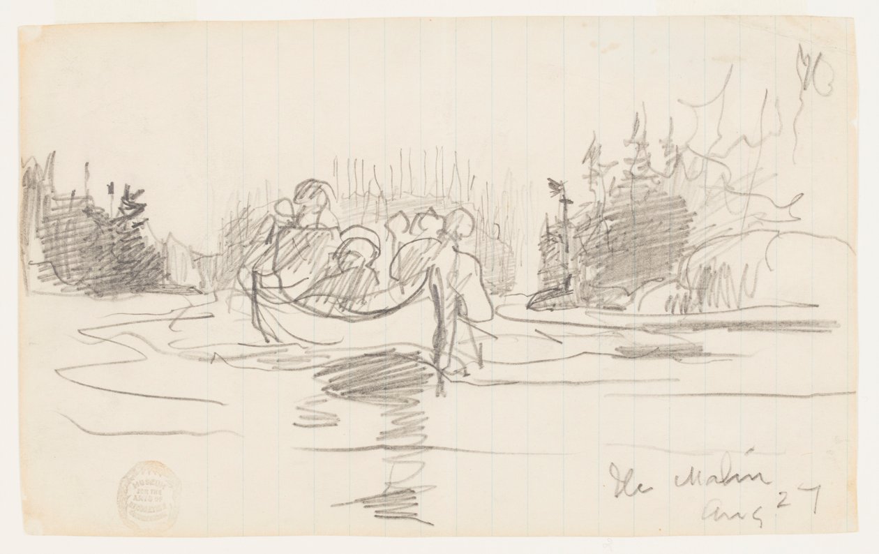 Kanoe se třemi muži, Ile Maligne, Quebec od Winslow Homer