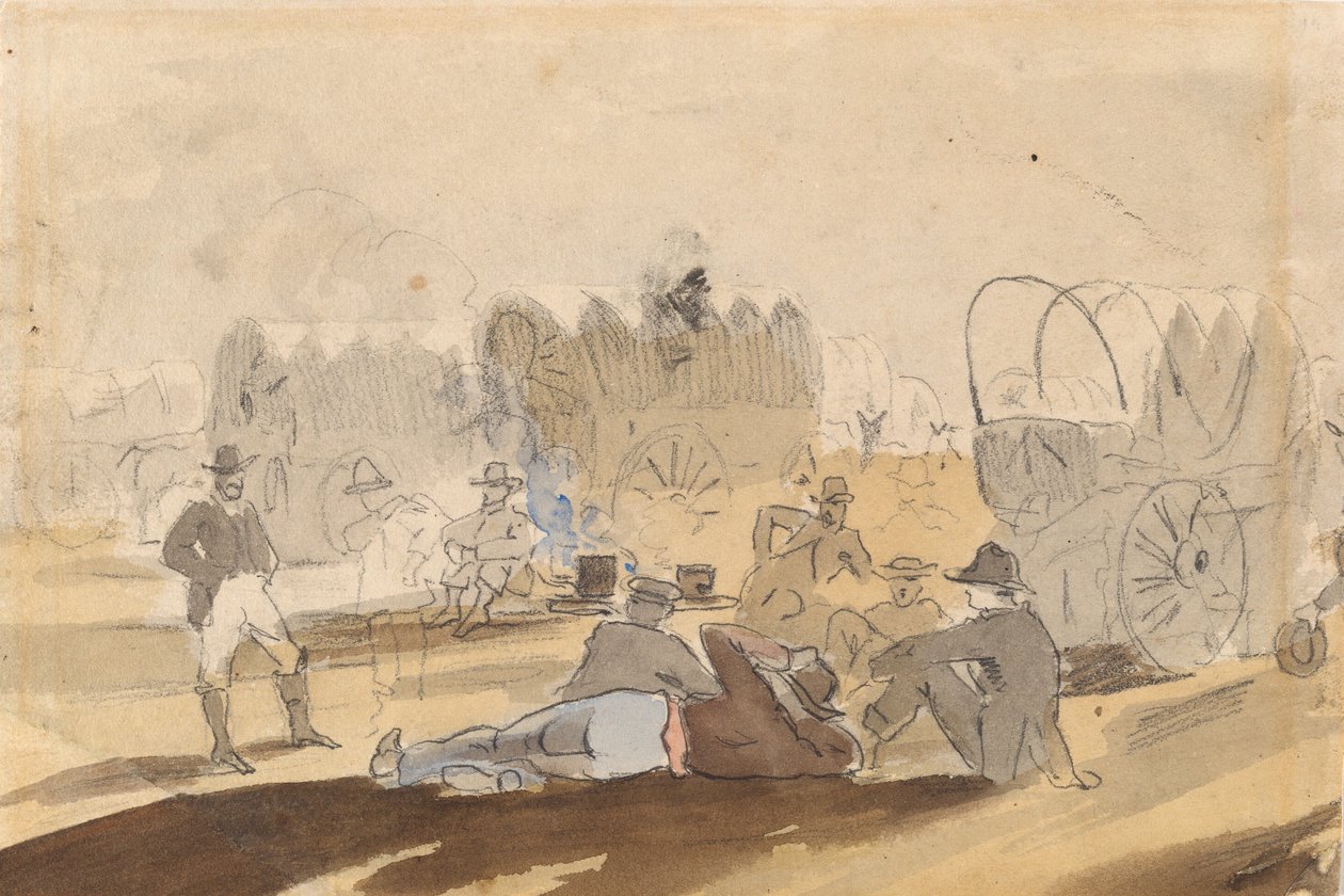 Karavana s krytými vozy na odpočinku [recto], 1861. od Winslow Homer