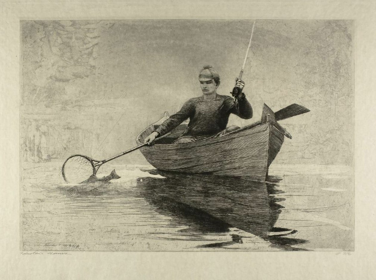 Muškaření, jezero Saranac od Winslow Homer