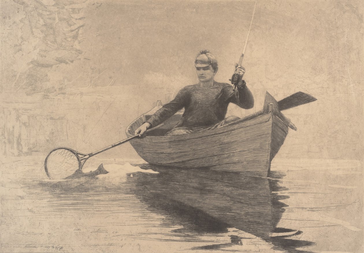 Muškaření, Saranac Lake, 1889. od Winslow Homer
