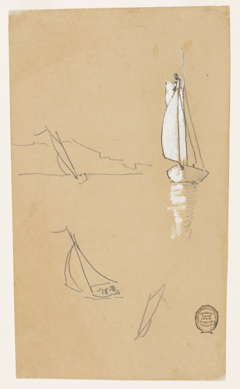 Čtyři náčrtky šalup od Winslow Homer