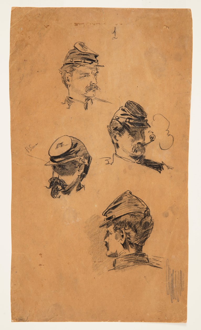 Čtyři studie o hlavách vojáků od Winslow Homer