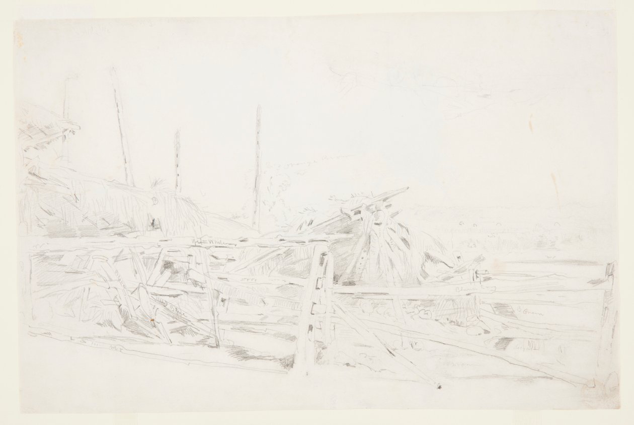 Kupka sena a železniční plot od Winslow Homer